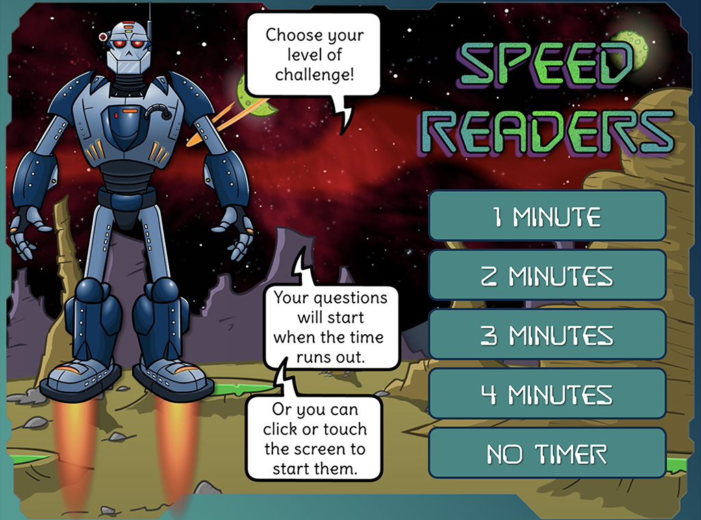Choose a level of challenge - how quickly can you read the text?