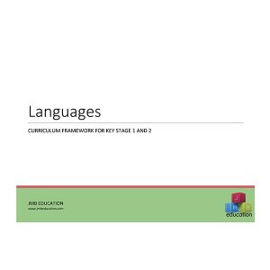 Curriculum framework - primary languages MfL progression of skills